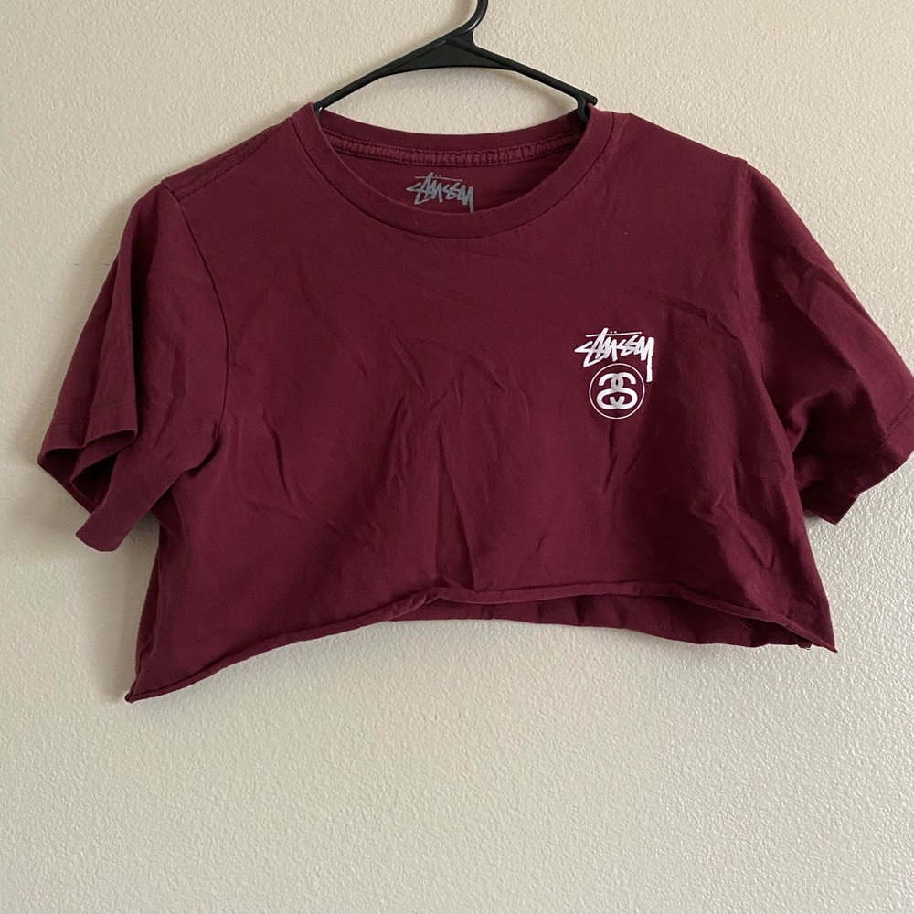 Maroon stussy crop top